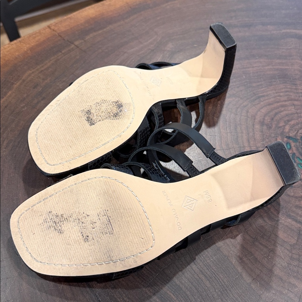 Donald J. Pliner Black Multi-Strap Leather Slide Mules - Picture 4 of 4